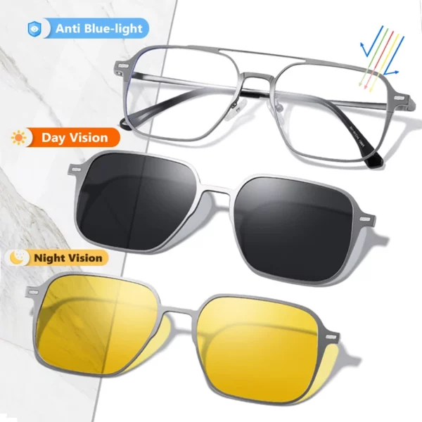 Pure Titanium Magnetic Clip-On Glasses